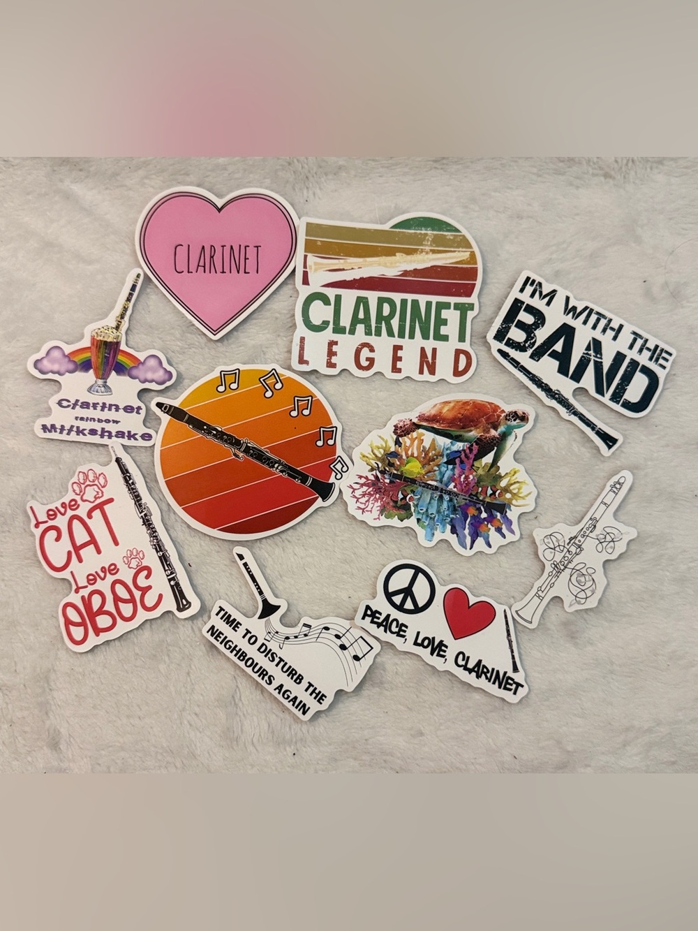 💜 CLARINET PLAYERS ROCK!!! Clarinet Pack of 10 Stickers